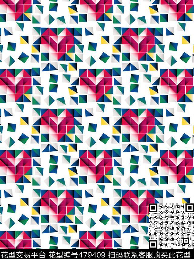 甜美清新心形几何数码印花华亿平台下载（图片编号: 479409） - 瓦栏（Walan）