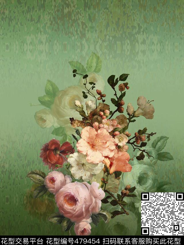 定位花现代花卉写实数码印花华亿平台下载（图片编号: 479454） - 瓦栏（Walan）
