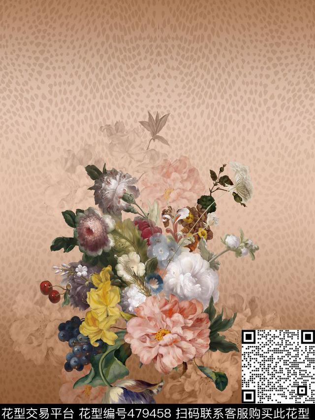 定位花现代花卉写实数码印花华亿平台下载（图片编号: 479458） - 瓦栏（Walan）
