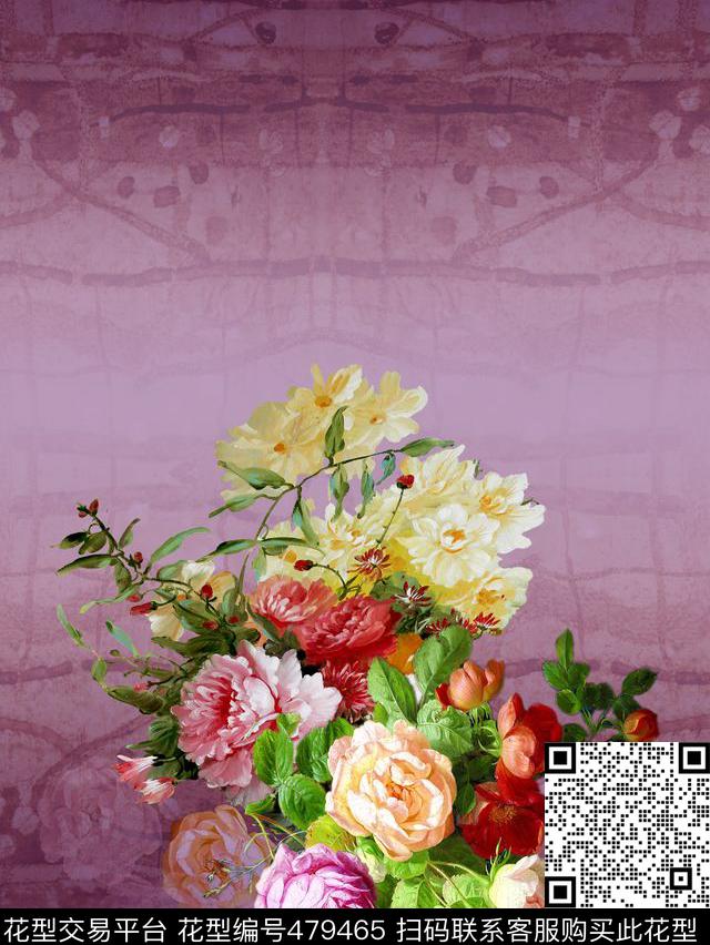 定位花现代花卉写实数码印花华亿平台下载（图片编号: 479465） - 瓦栏（Walan）