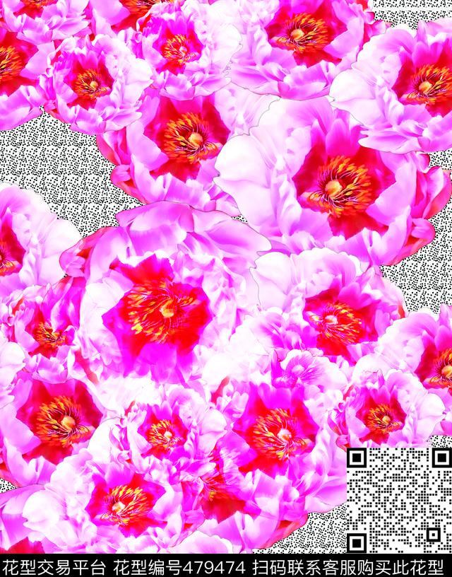 写意花卉时尚数码印花华亿平台下载（图片编号: 479474） - 瓦栏（Walan）