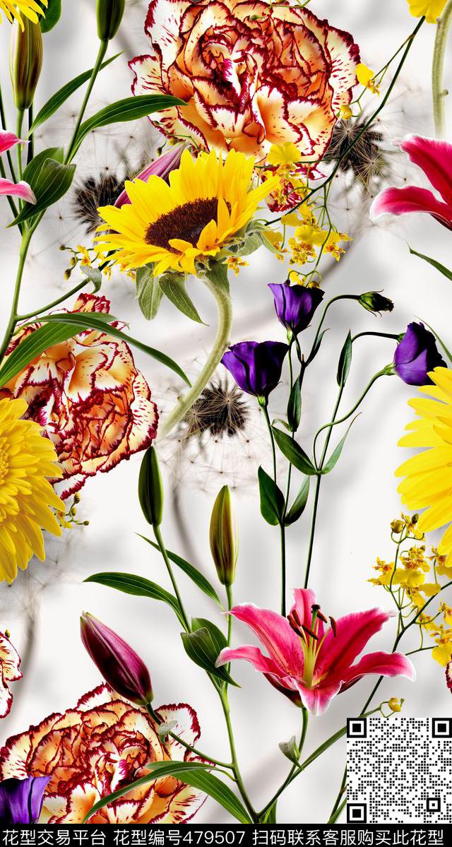花卉满版服装数码印花华亿平台下载（图片编号: 479507） - 瓦栏（Walan）
