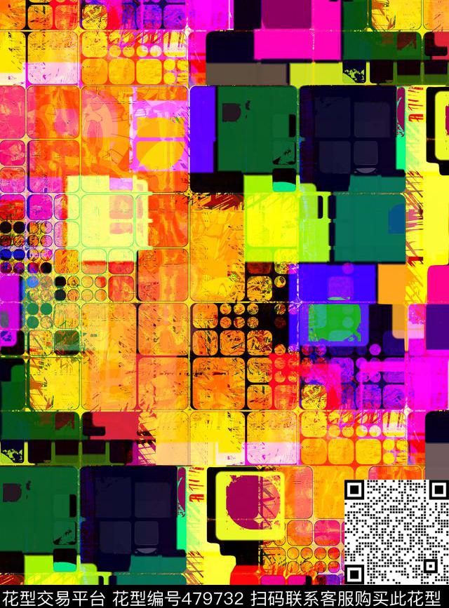 多彩格子几何数码印花华亿平台下载（图片编号: 479732） - 瓦栏（Walan）