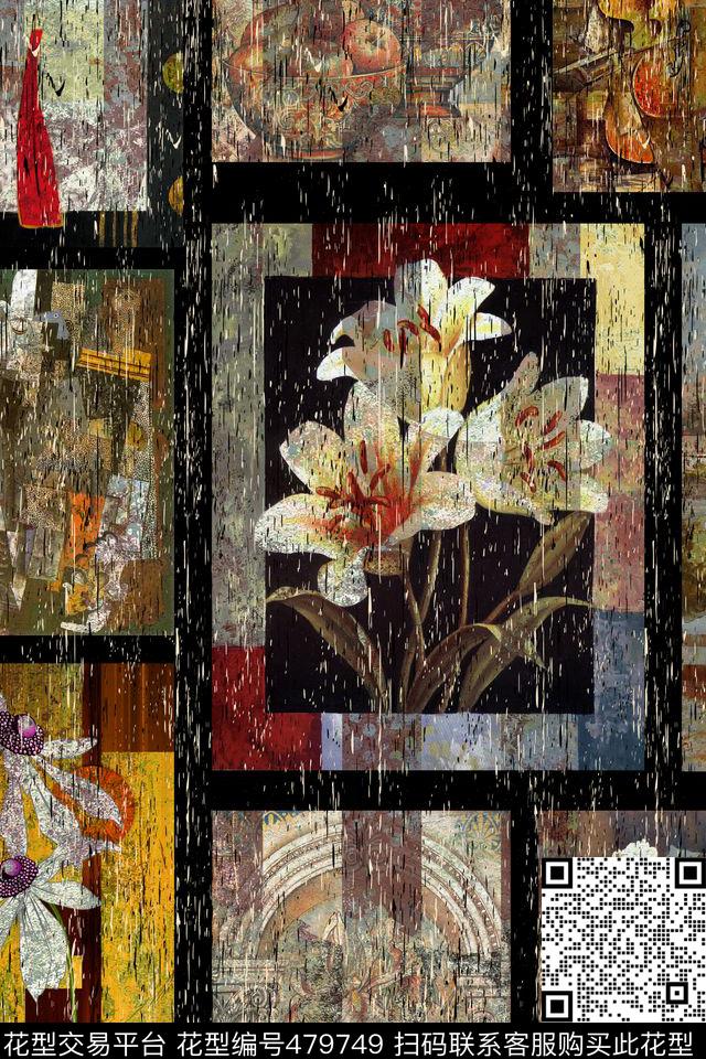 复古油画秋冬装数码印花华亿平台下载（图片编号: 479749） - 瓦栏（Walan）