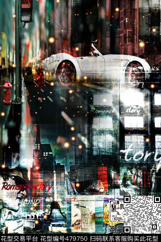 抽象照片秋冬装定位裁片数码印花华亿平台下载（图片编号: 479750） - 瓦栏（Walan）