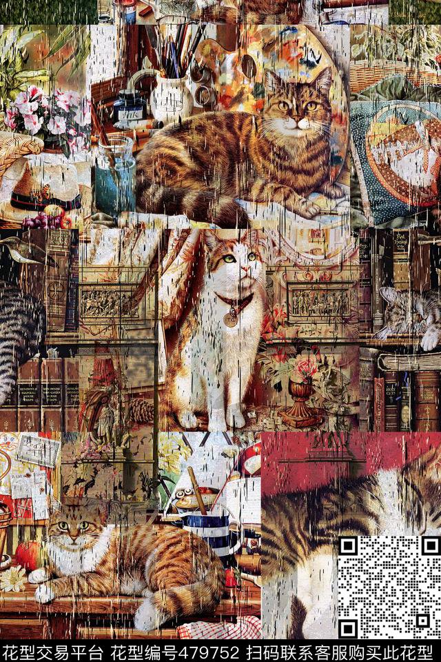 复古油画动物秋冬装数码印花华亿平台下载（图片编号: 479752） - 瓦栏（Walan）