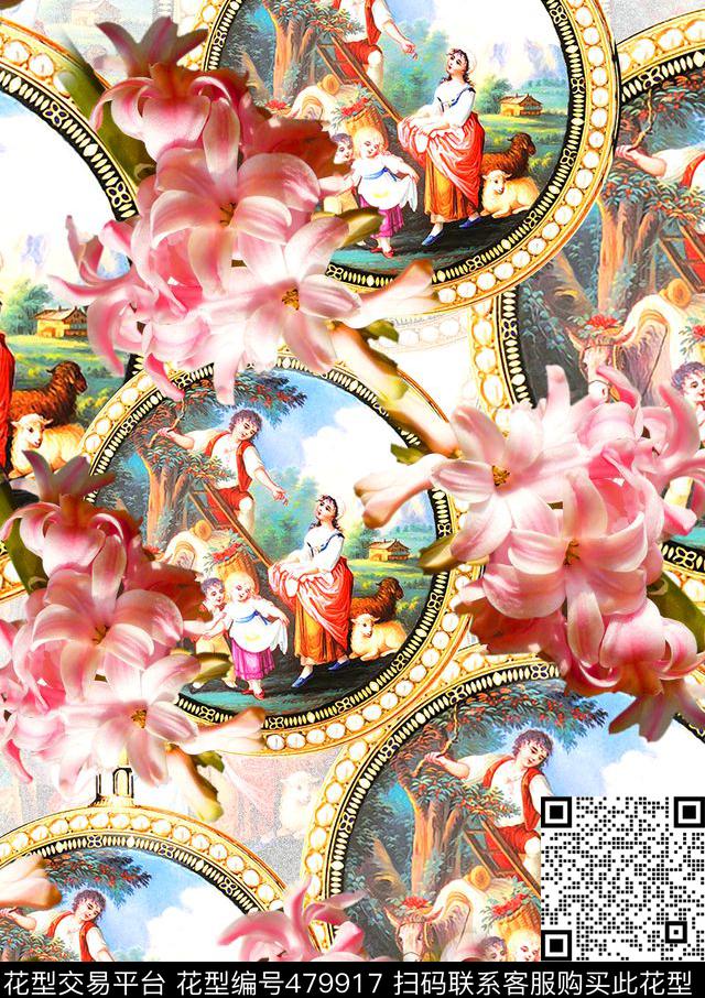 流行时尚风信子欧美油画怀表欧美数码印花华亿平台下载（图片编号: 479917） - 瓦栏（Walan）