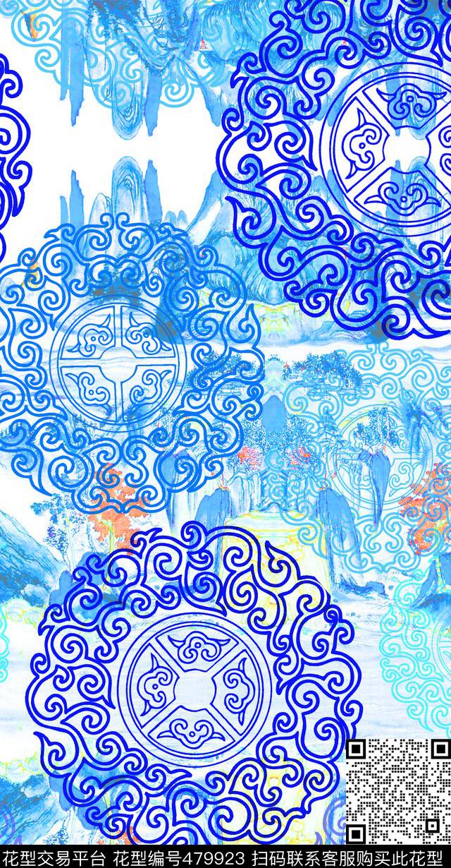MAX-中国风民族风几何数码印花华亿平台下载（图片编号: 479923） - 瓦栏（Walan）