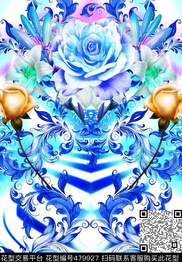 民族风手绘幻彩陶瓷中国古时尚数码印花华亿平台下载（图片编号: 479927） - 瓦栏（Walan）