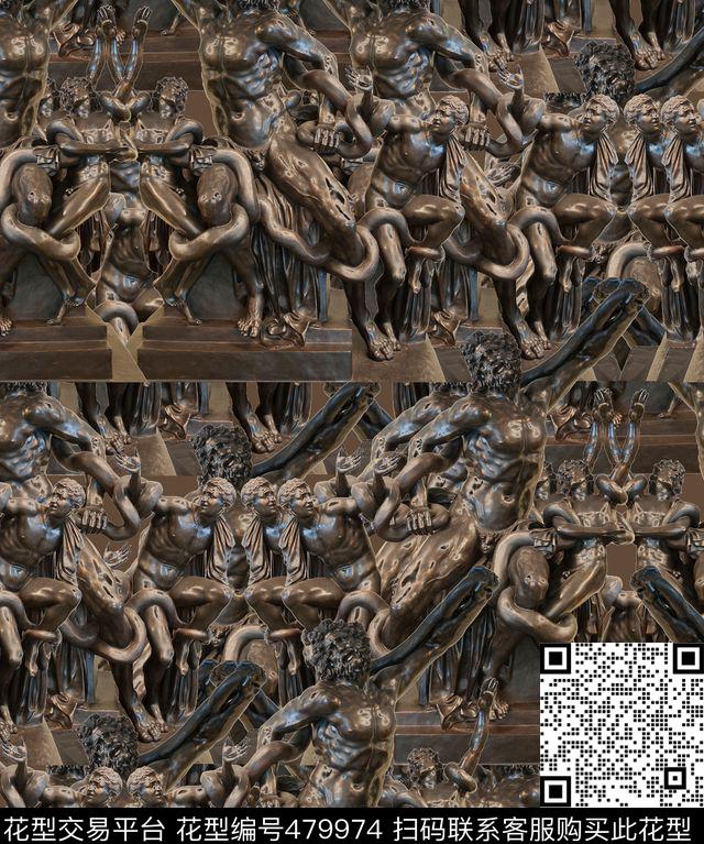 复古雕塑古铜数码印花华亿平台下载（图片编号: 479974） - 瓦栏（Walan）