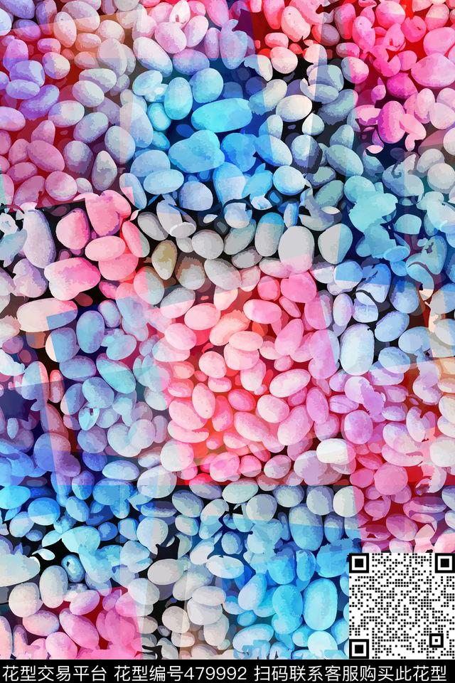 清新炫彩水彩数码印花华亿平台下载（图片编号: 479992） - 瓦栏（Walan）