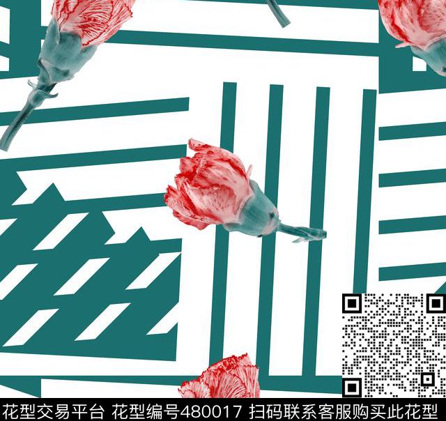 花卉植物花卉几何图案传统印花华亿平台下载（图片编号: 480017） - 瓦栏（Walan）