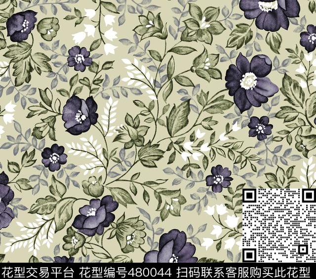 时尚流行花草高清数码印花华亿平台下载（图片编号: 480044） - 瓦栏（Walan）