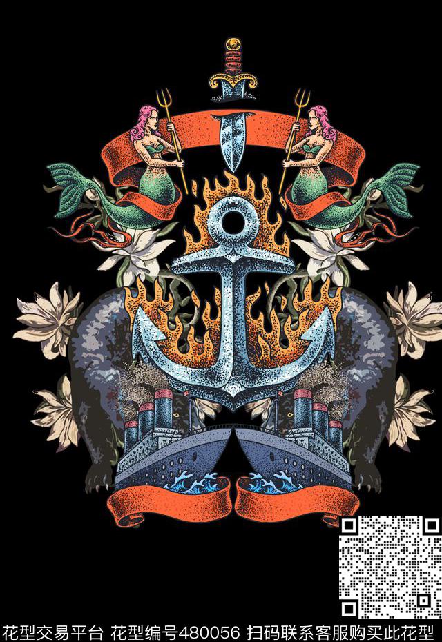 潮流时尚男装手绘定位数码印花华亿平台下载（图片编号: 480056） - 瓦栏（Walan）