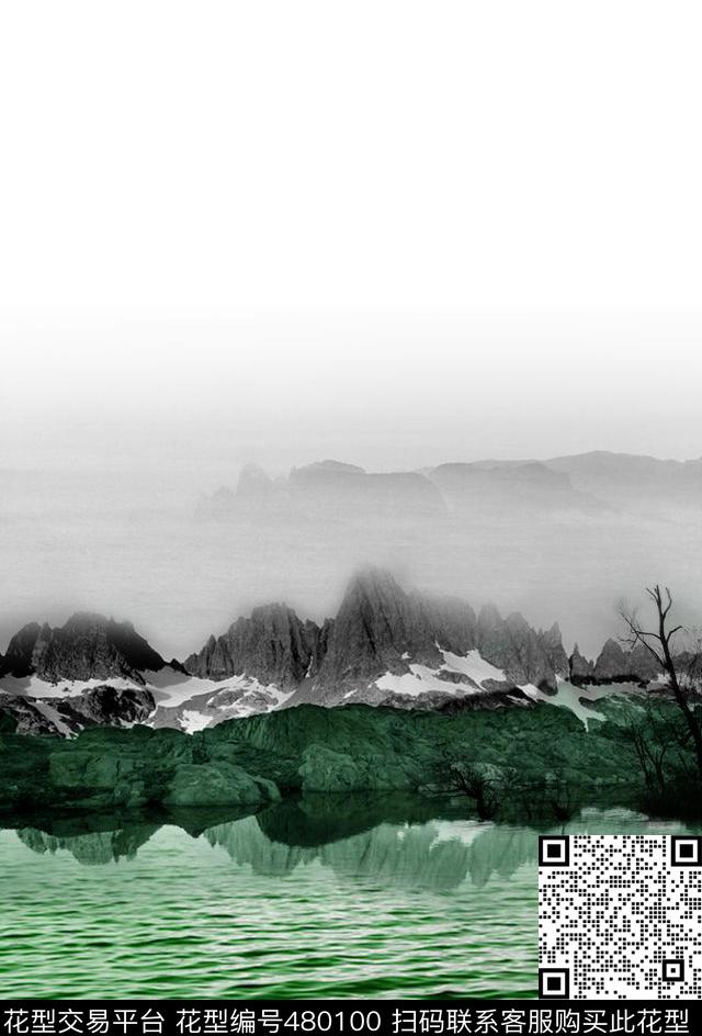 海边山水时尚数码印花华亿平台下载（图片编号: 480100） - 瓦栏（Walan）