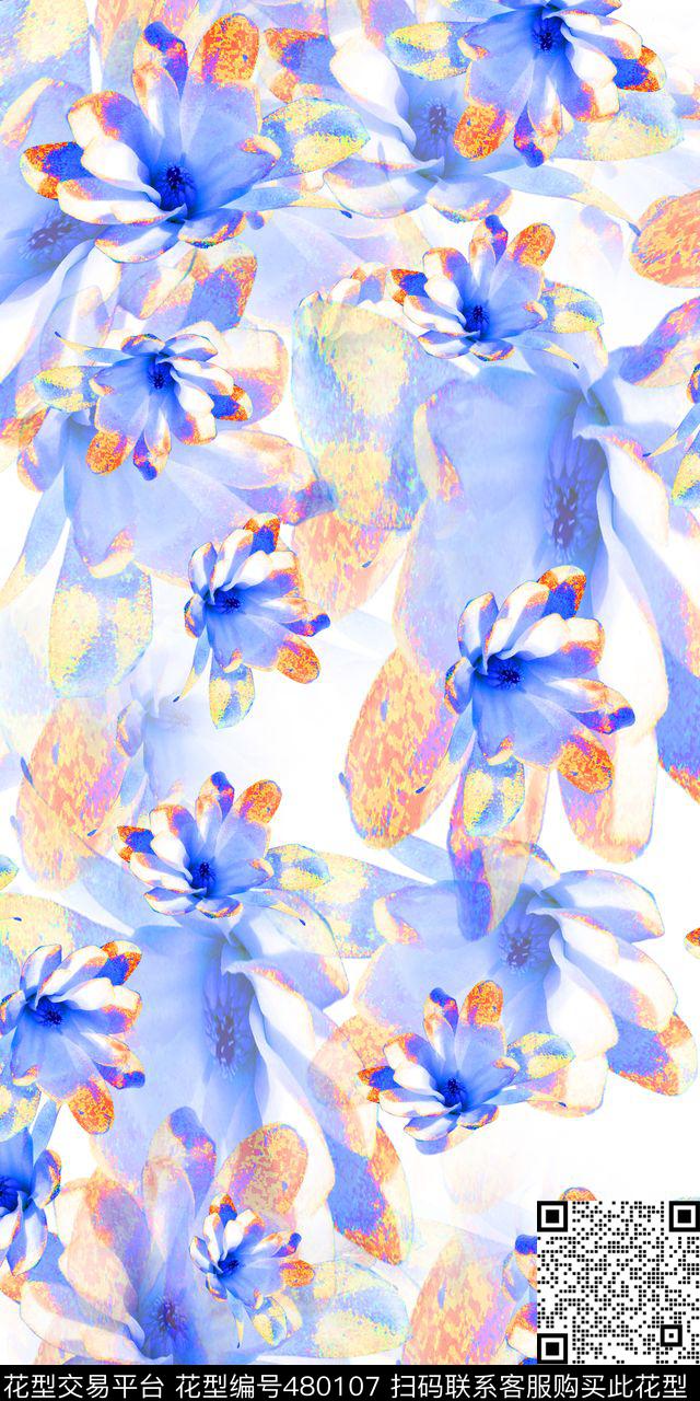 清新花数码印花华亿平台下载（图片编号: 480107） - 瓦栏（Walan）