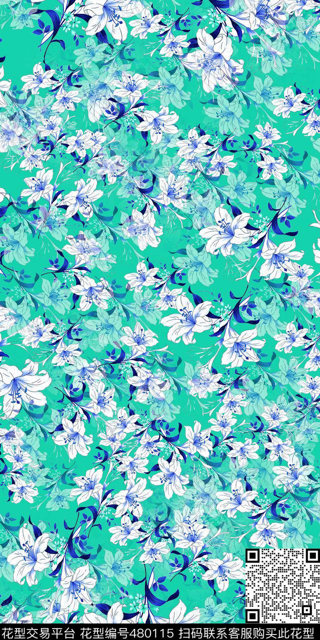 花清新华亿平台小碎花数码印花华亿平台下载（图片编号: 480115） - 瓦栏（Walan）
