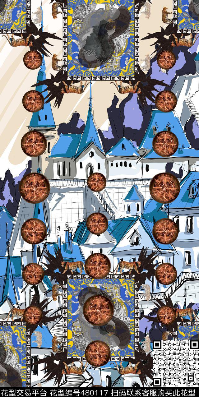 波点建筑欧式数码印花华亿平台下载（图片编号: 480117） - 瓦栏（Walan）