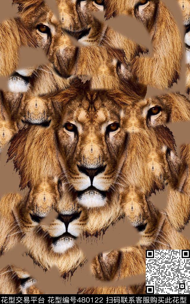 时尚狮子撕裂数码印花华亿平台下载（图片编号: 480122） - 瓦栏（Walan）
