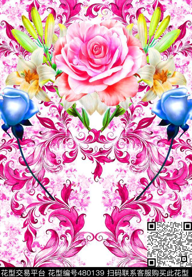 民族风手绘陶瓷印花中国古时尚数码印花华亿平台下载（图片编号: 480139） - 瓦栏（Walan）