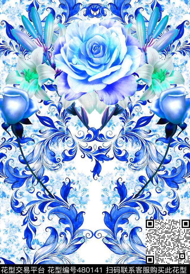 民族风手绘陶瓷印花中国古时尚数码印花华亿平台下载（图片编号: 480141） - 瓦栏（Walan）