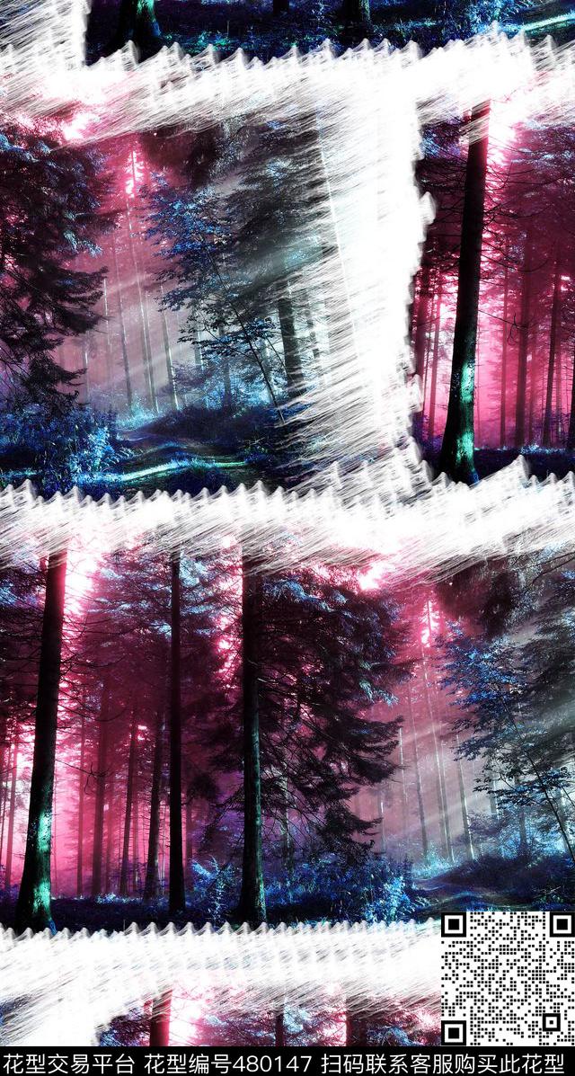 风景框式时尚清新数码印花华亿平台下载（图片编号: 480147） - 瓦栏（Walan）