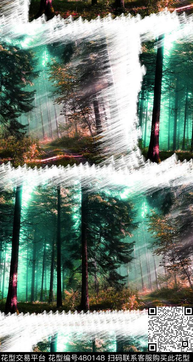 时尚清新风景框式数码印花华亿平台下载（图片编号: 480148） - 瓦栏（Walan）