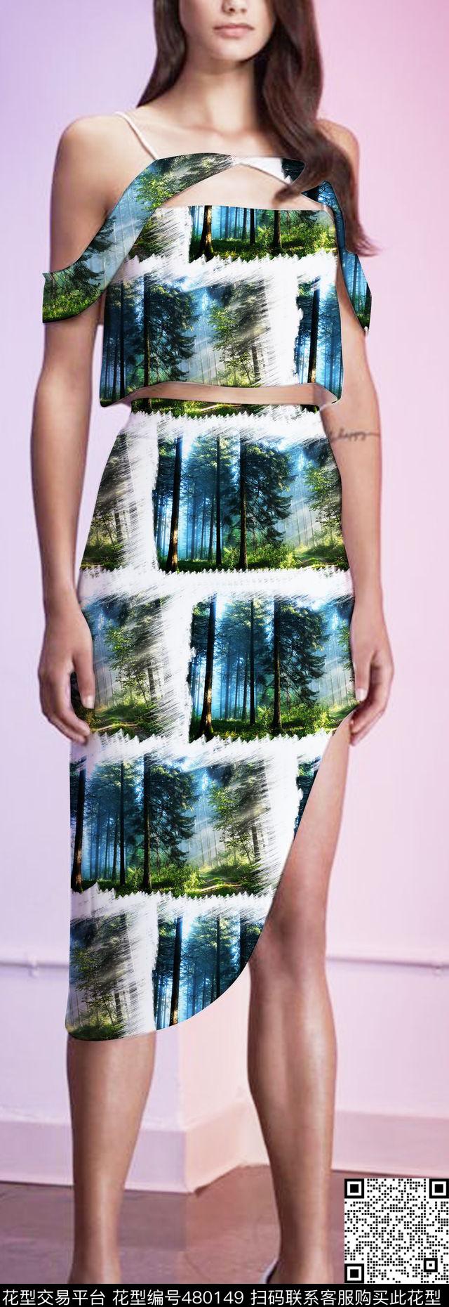 风景框式时尚清新数码印花华亿平台下载（图片编号: 480149） - 瓦栏（Walan）