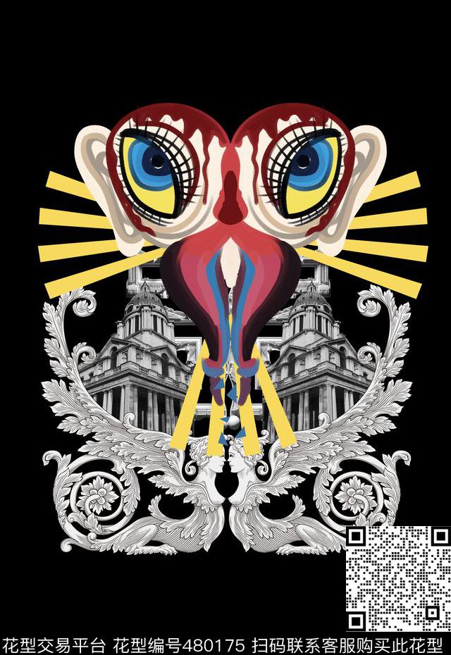 潮流时尚电脑手绘定位印花数码印花华亿平台下载（图片编号: 480175） - 瓦栏（Walan）