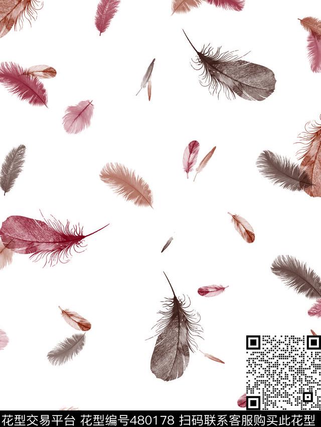 简洁羽毛动物传统印花华亿平台下载（图片编号: 480178） - 瓦栏（Walan）