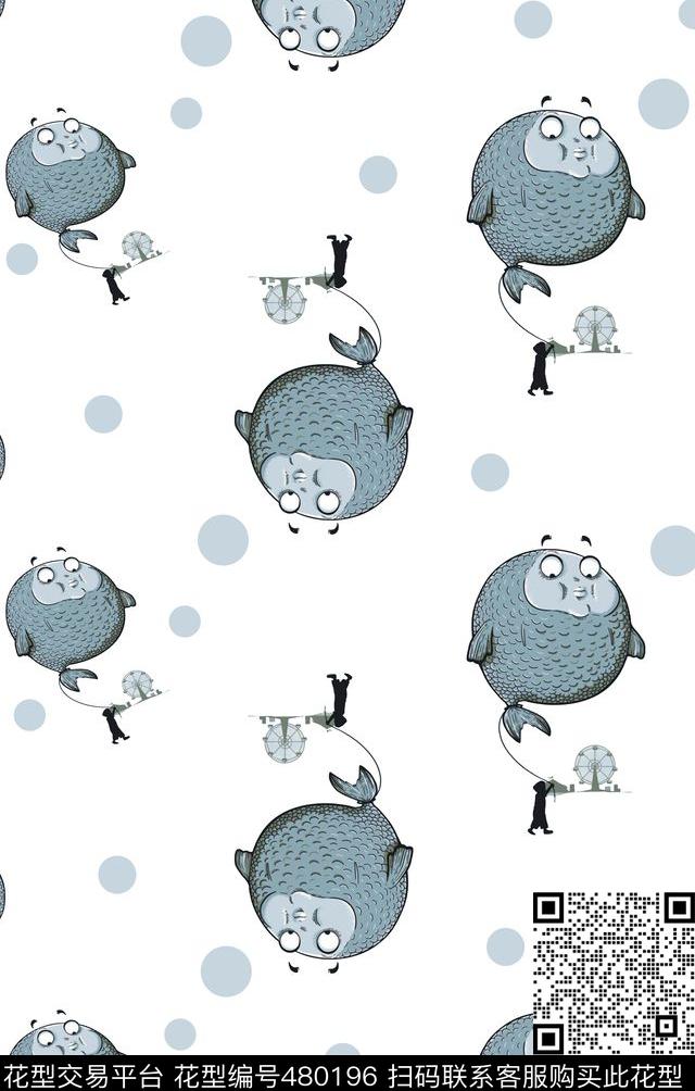 趣味鱼动物传统印花华亿平台下载（图片编号: 480196） - 瓦栏（Walan）