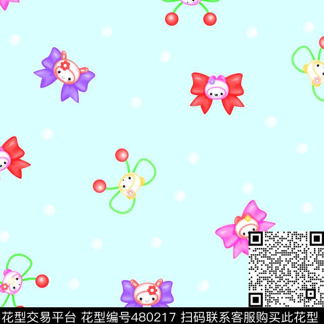 卡通蝴蝶结娃娃数码印花华亿平台下载（图片编号: 480217） - 瓦栏（Walan）
