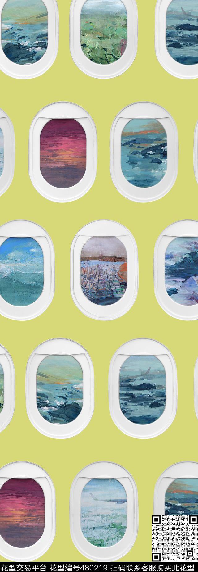 窗口风景几何数码印花华亿平台下载（图片编号: 480219） - 瓦栏（Walan）