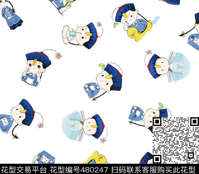 卡通小僵尸趣味传统印花华亿平台下载（图片编号: 480247） - 瓦栏（Walan）