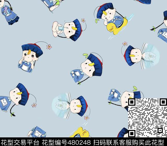 卡通小僵尸趣味传统印花华亿平台下载（图片编号: 480248） - 瓦栏（Walan）