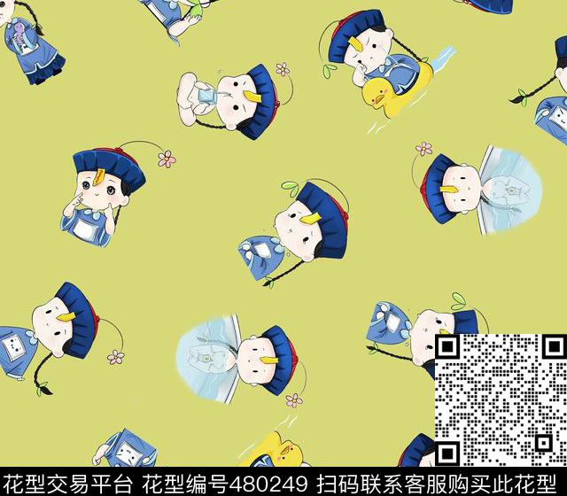 卡通小僵尸趣味传统印花华亿平台下载（图片编号: 480249） - 瓦栏（Walan）