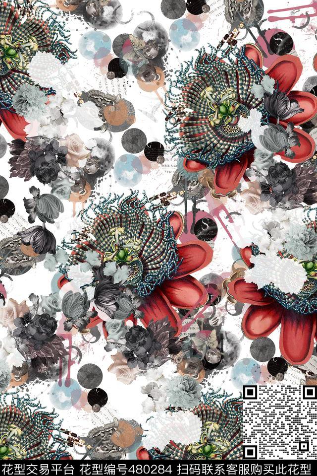 花卉欧式时尚数码印花华亿平台下载（图片编号: 480284） - 瓦栏（Walan）