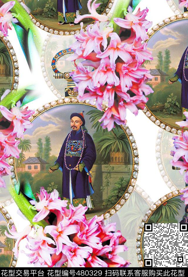 风信子清装人物怀表流行时尚欧美数码印花华亿平台下载（图片编号: 480329） - 瓦栏（Walan）