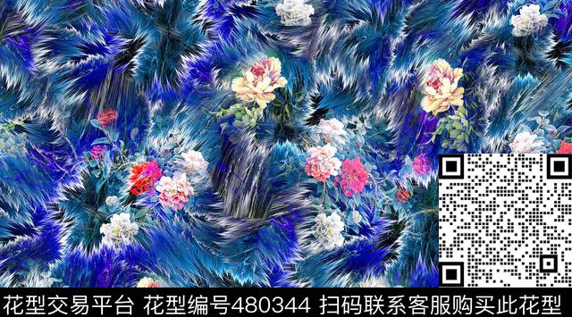 抽象笔触工笔画数码印花华亿平台下载（图片编号: 480344） - 瓦栏（Walan）