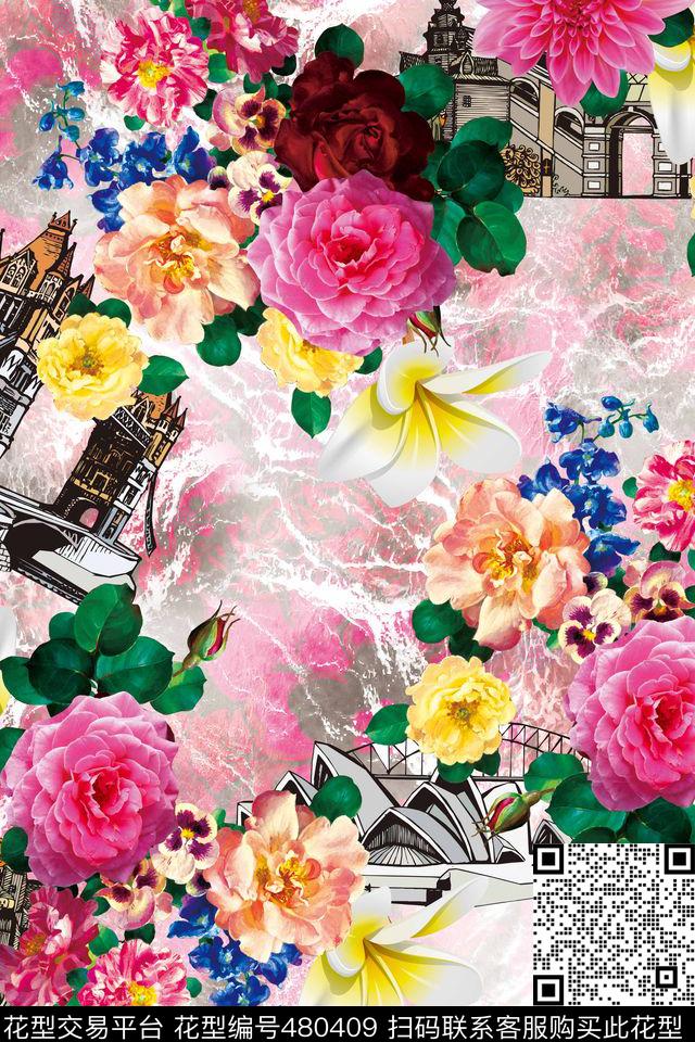 女装潮流时尚写真花卉数码印花华亿平台下载（图片编号: 480409） - 瓦栏（Walan）