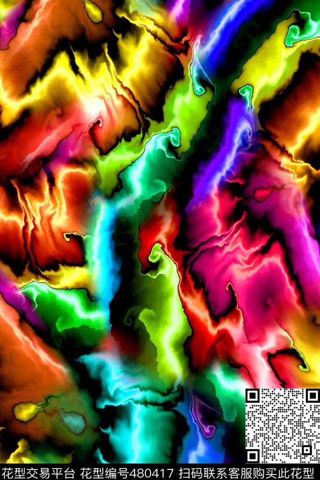抽象炫光分形数码印花华亿平台下载（图片编号: 480417） - 瓦栏（Walan）