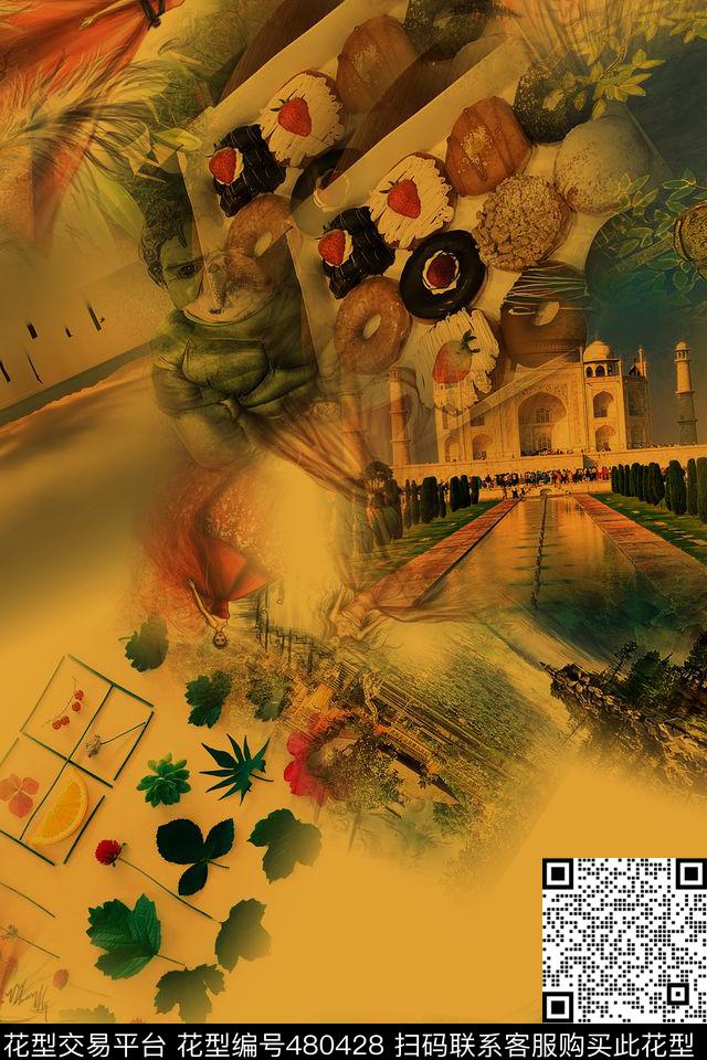 复古时尚休闲数码印花华亿平台下载（图片编号: 480428） - 瓦栏（Walan）