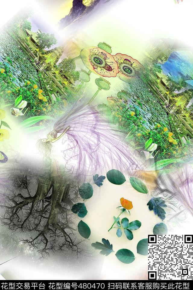 时尚休闲复古数码印花华亿平台下载（图片编号: 480470） - 瓦栏（Walan）