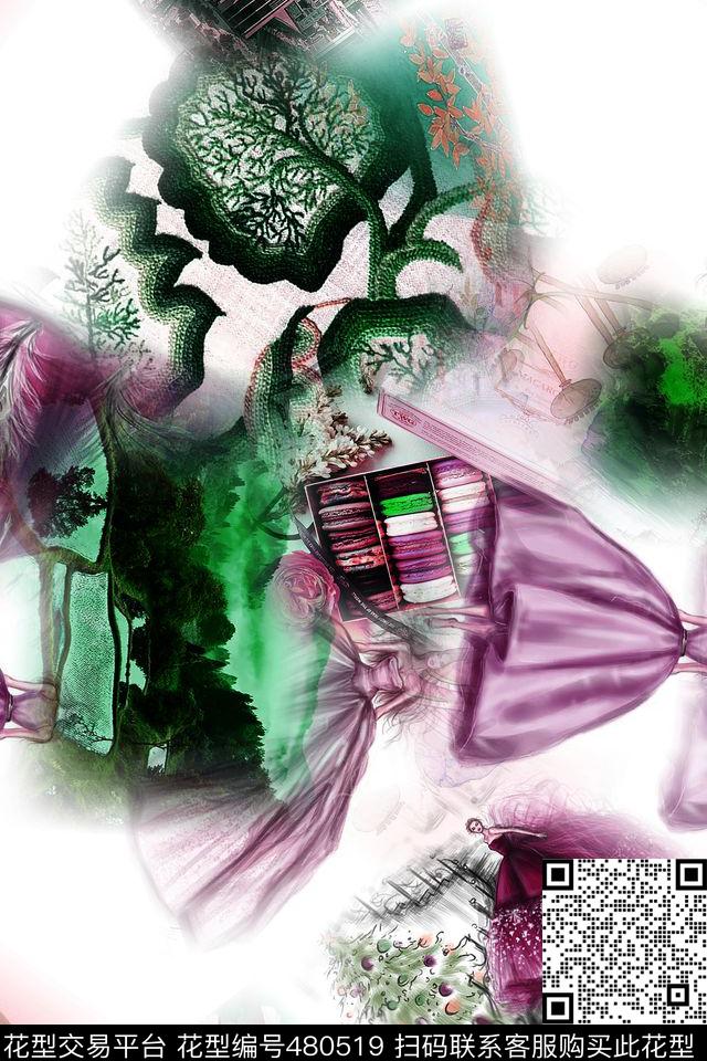 大牌混搭复古时尚数码印花华亿平台下载（图片编号: 480519） - 瓦栏（Walan）