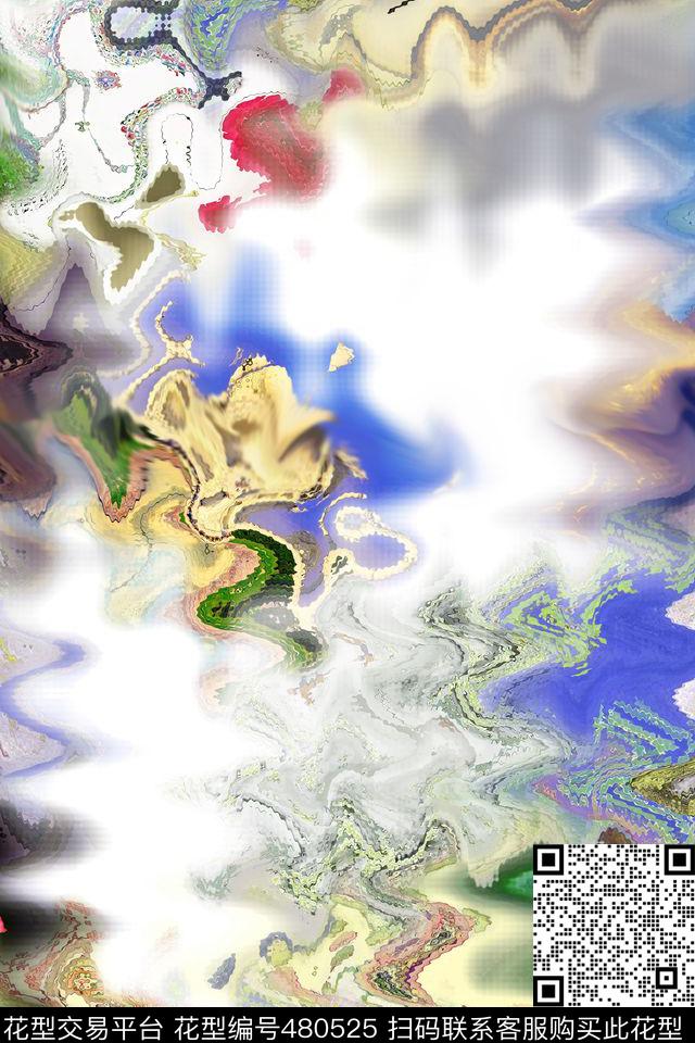 波浪色块休闲风数码印花华亿平台下载（图片编号: 480525） - 瓦栏（Walan）