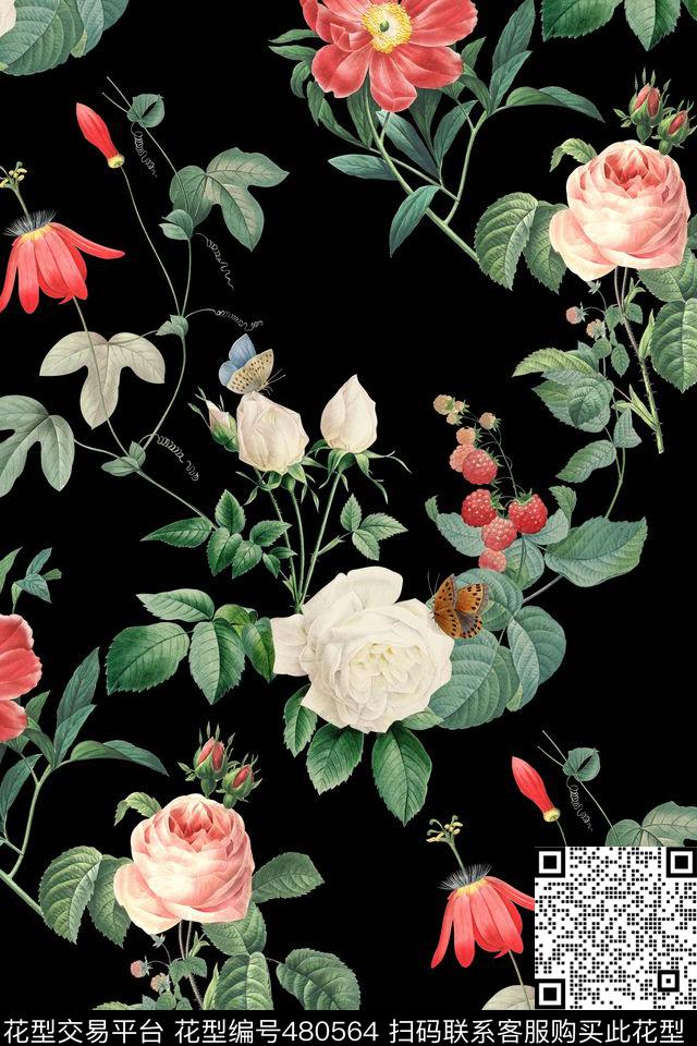 花卉植物果实数码印花华亿平台下载（图片编号: 480564） - 瓦栏（Walan）