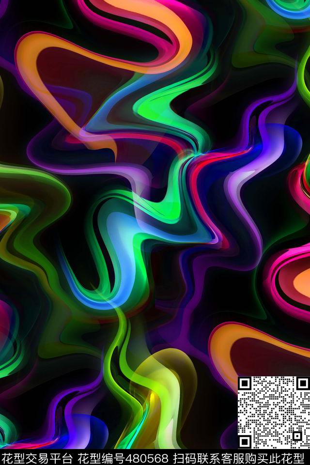 流光晕染烟雾数码印花华亿平台下载（图片编号: 480568） - 瓦栏（Walan）