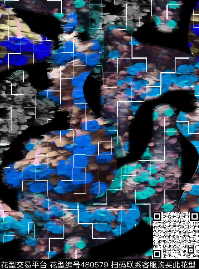 抽象复古拼图数码印花数码印花华亿平台下载（图片编号: 480579） - 瓦栏（Walan）