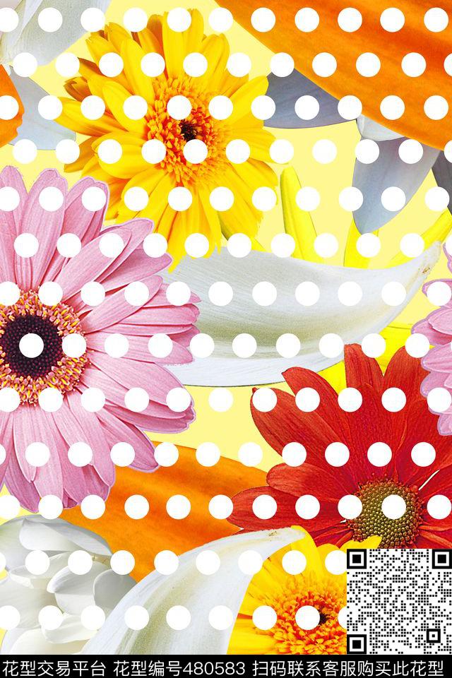 花朵休闲花卉数码印花华亿平台下载（图片编号: 480583） - 瓦栏（Walan）
