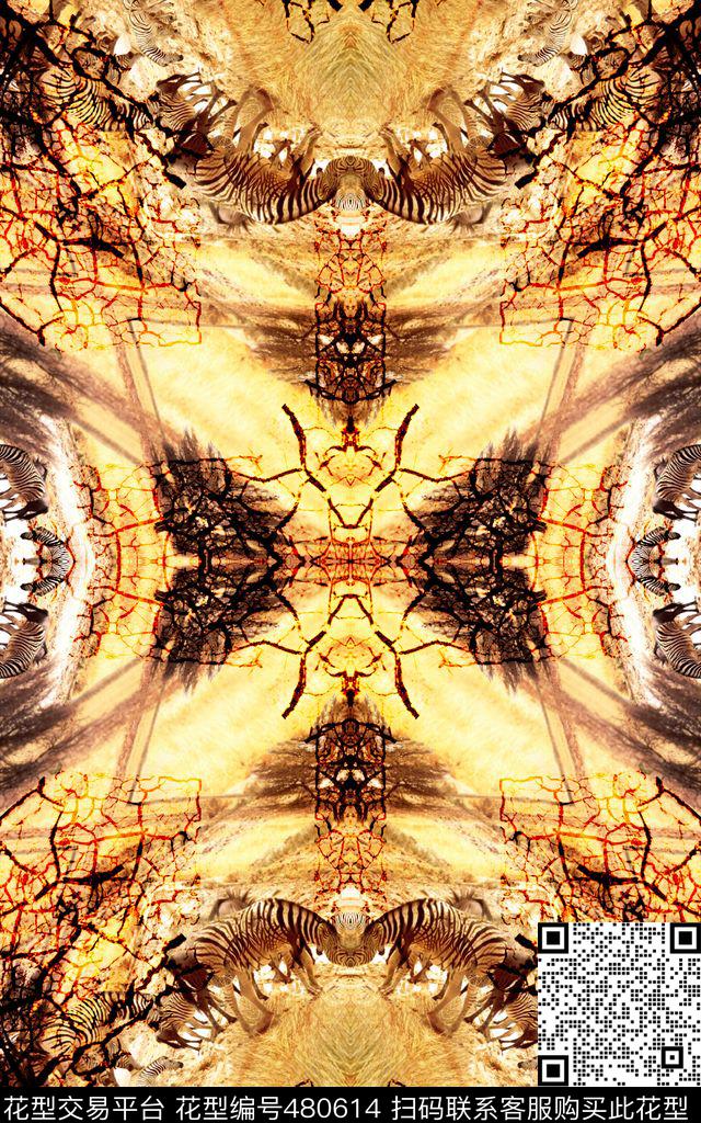 非洲草原斑马数码印花华亿平台下载（图片编号: 480614） - 瓦栏（Walan）